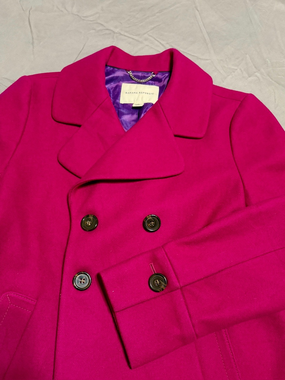 Banana Republic Magenta Pink Wool Peacoat Jacket M